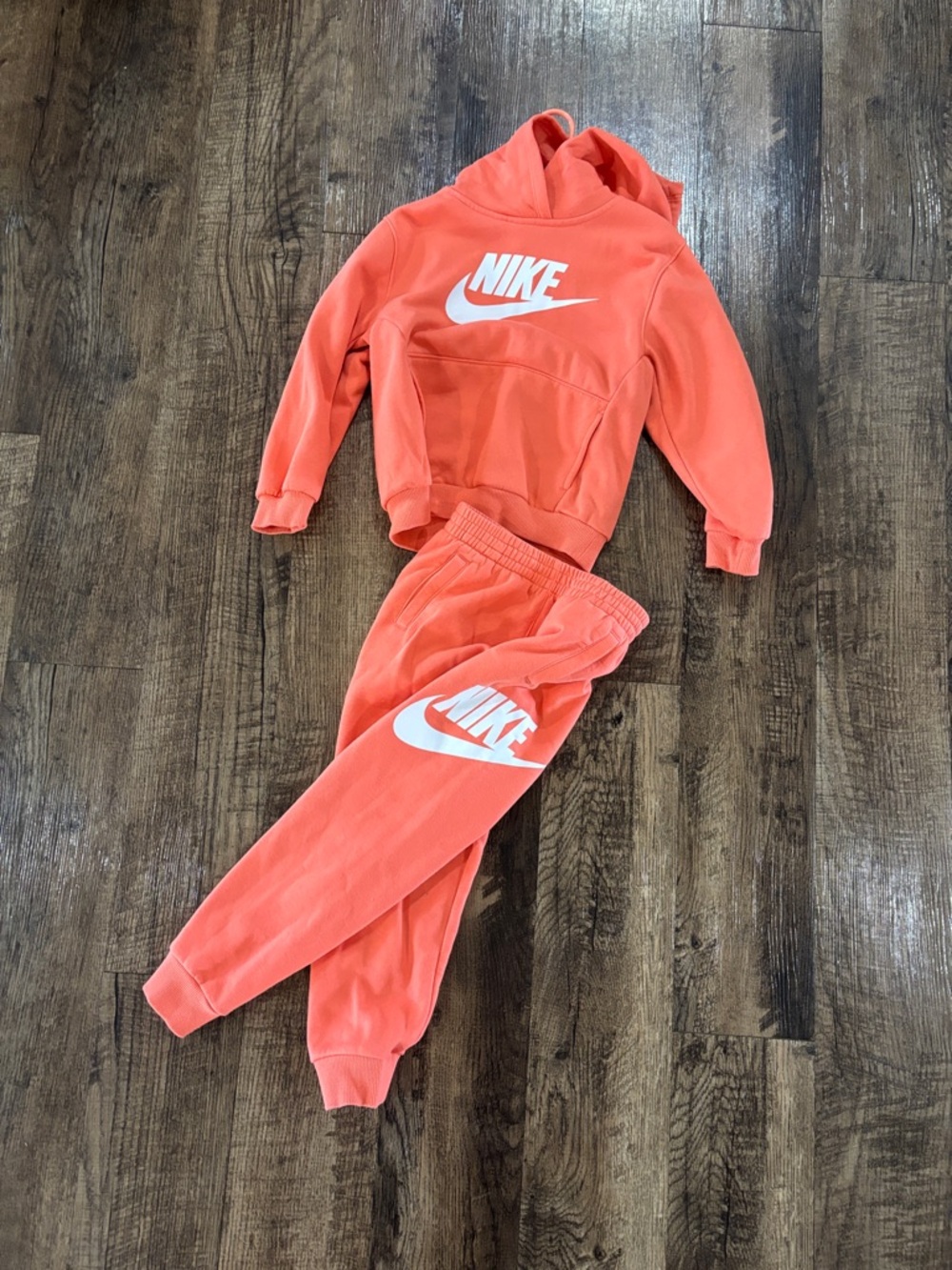 Nike Kids Coral-Orange Hoodie & Joggers Set
